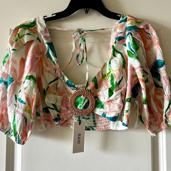 Rahi Womens Maui Printed Cropped Blouse - Picture 3 of 4